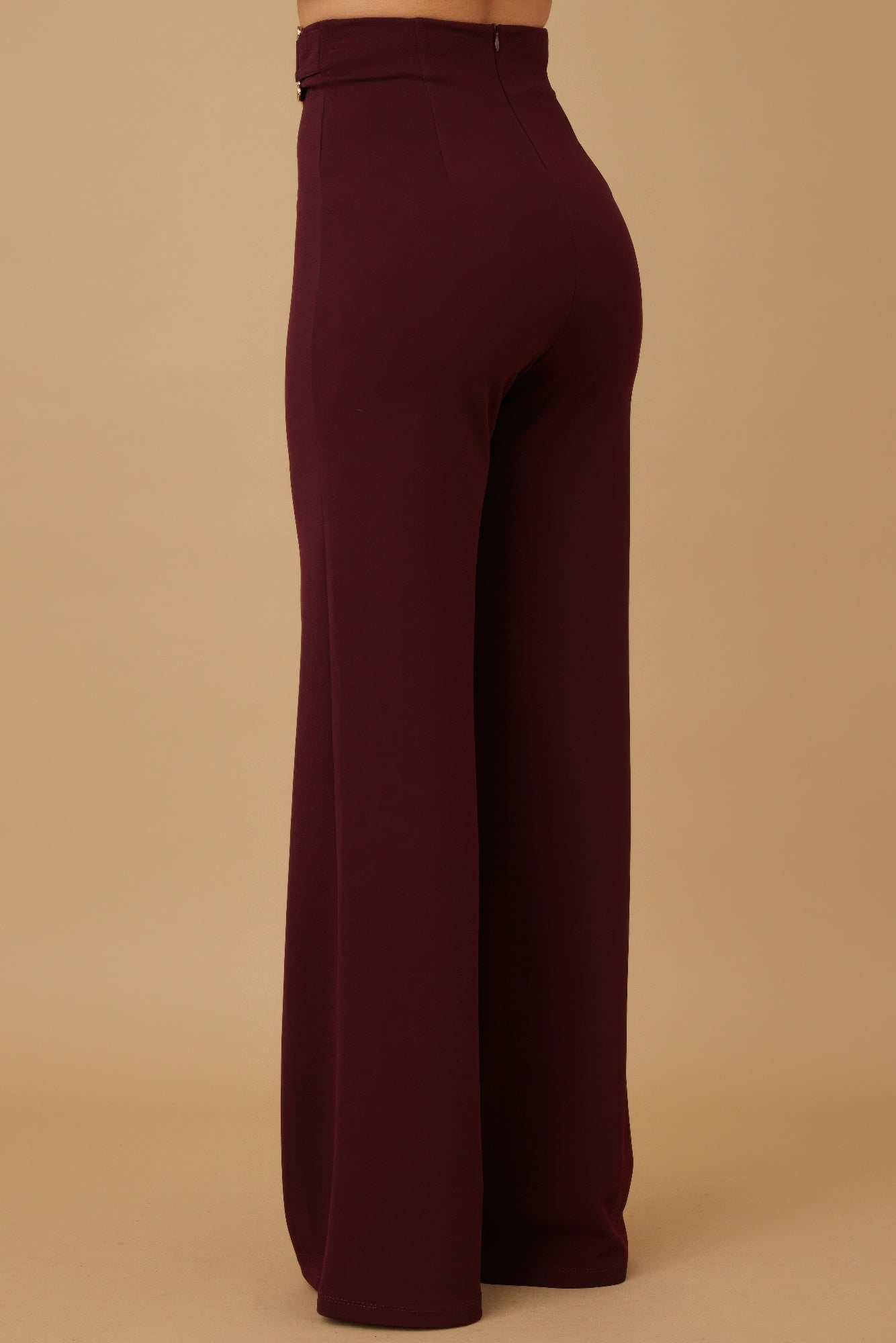 High Waist Fashion Pants - Maroon