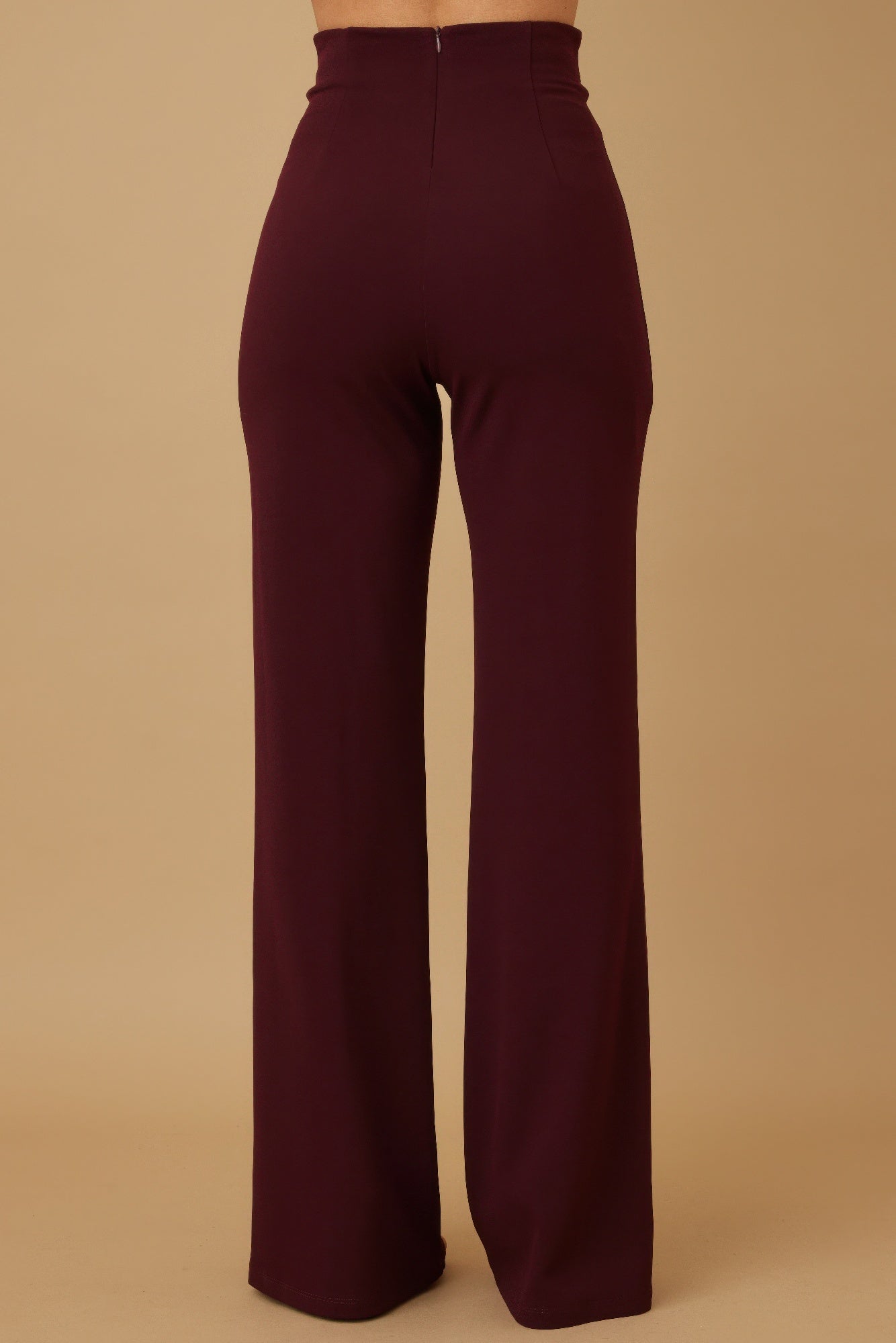 High Waist Fashion Pants - Maroon